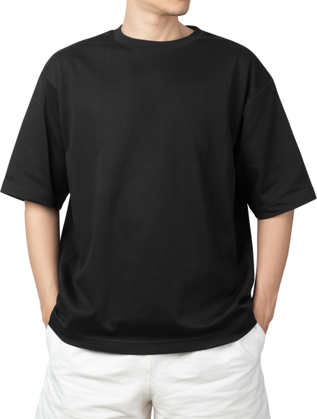 Man In Black Oversize T-Shirt Mockup